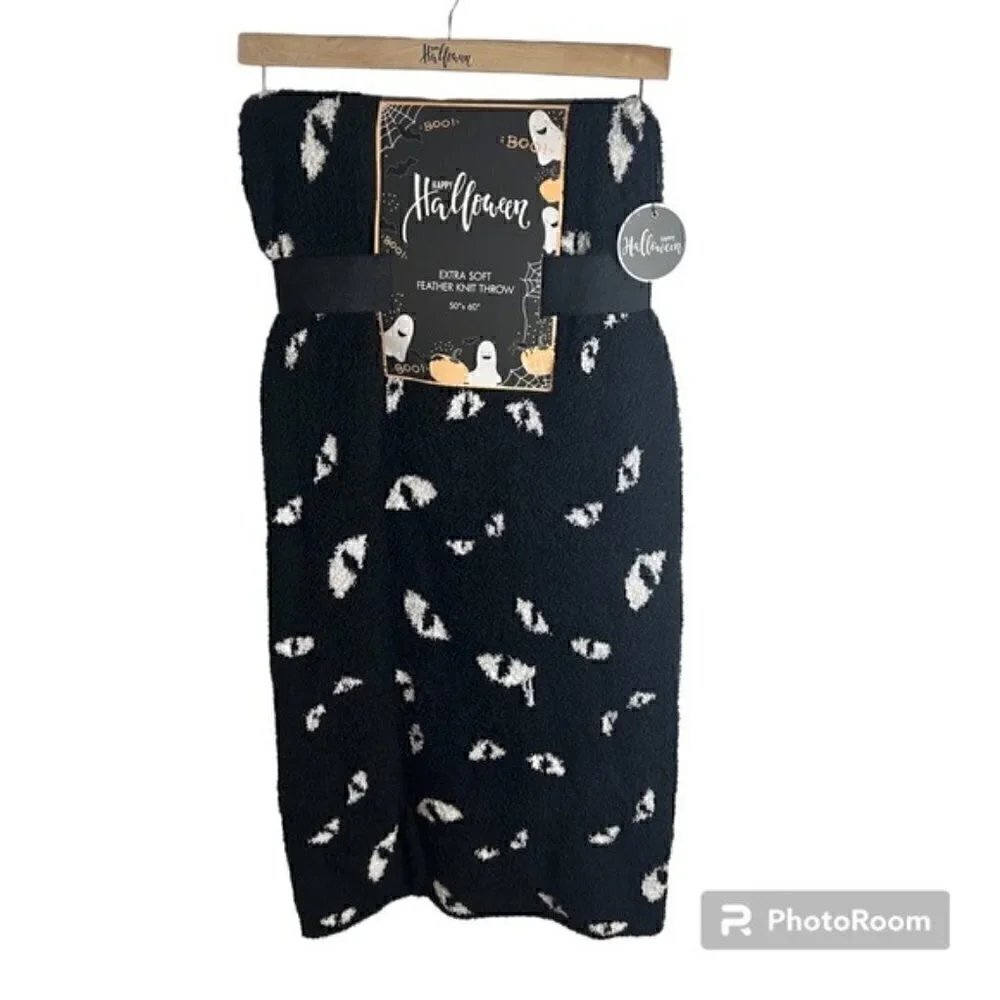 Cat Eye Halloween Soft Blanket Throw NEW Feather Knit Tik Tok Viral